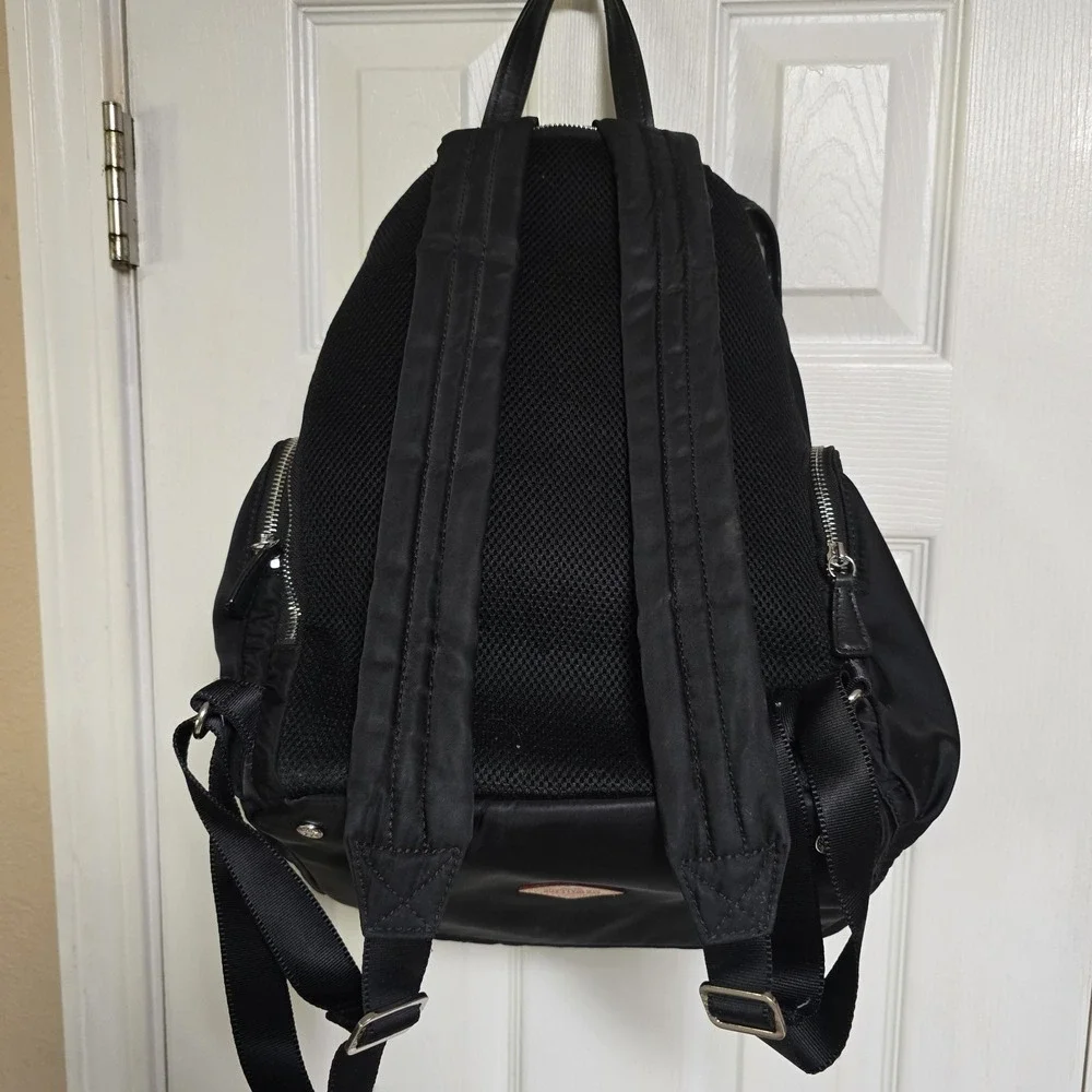 MZ WALLACE Marlena Backpack Striking Black Leather Nylon Gold‎ Hardware Buckle